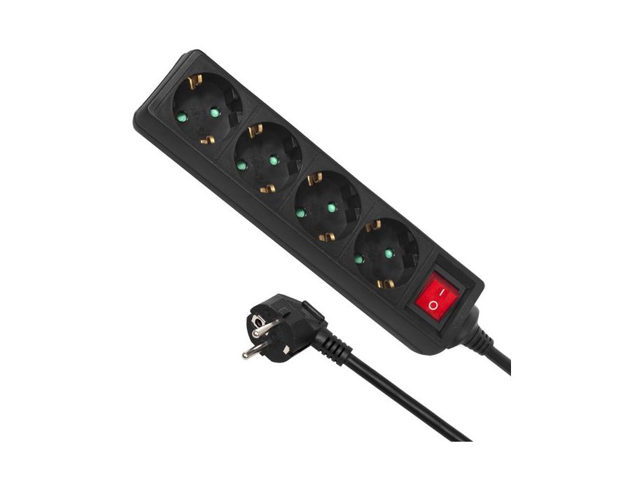 VB Extend - Schakel Stekkerdoos 4 ingangen - Zwart - 5 meter