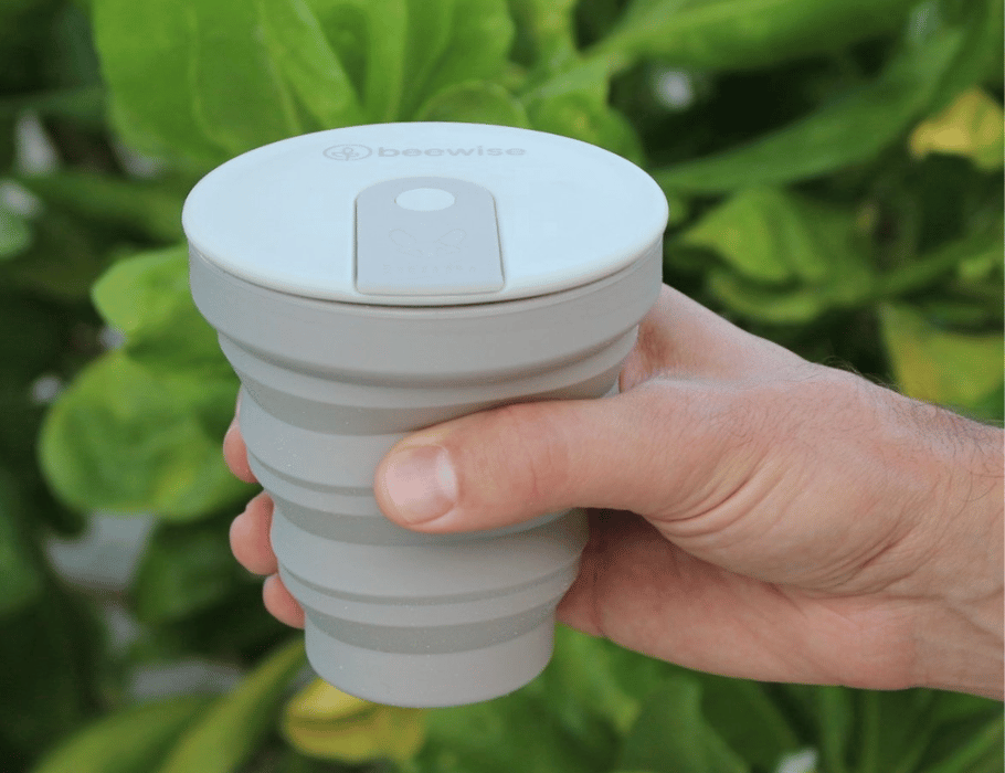 Beewise - Opvouwbare Siliconen Reisbeker - Lichtgrijs - 235ml