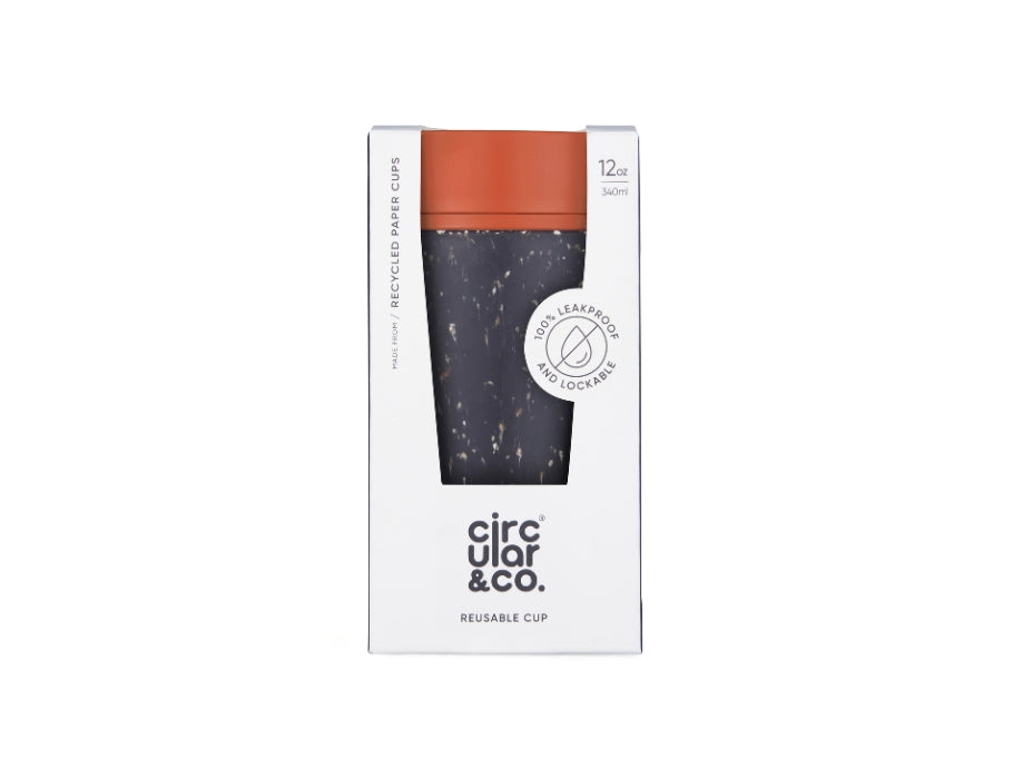 Circular&Co. - Koffiebeker - Circular Cup - Zwart/Oranje - 340 ml