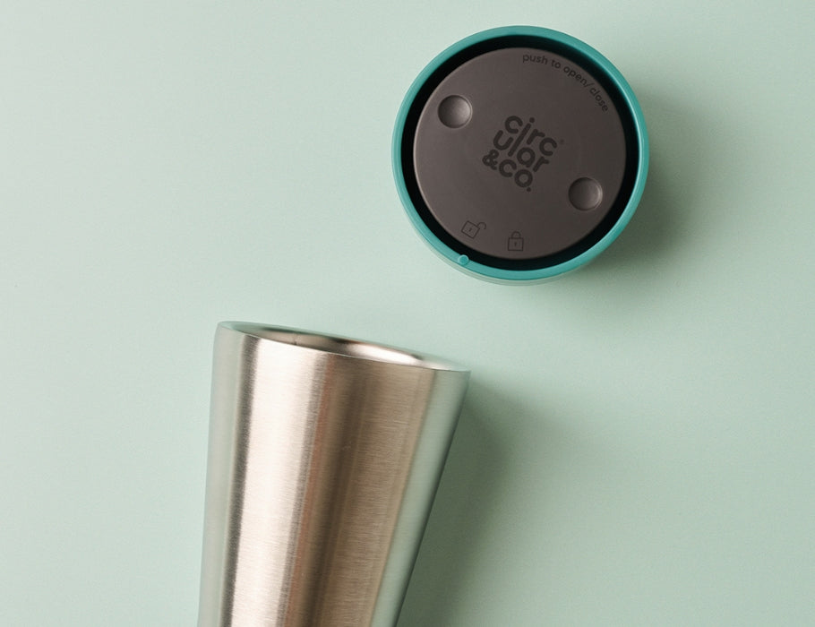 Circular&Co. - Koffiebeker - RVS - Grijs/Groen - 227 ml