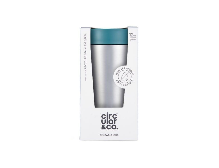 Circular&Co. - Koffiebeker - RVS - Grijs/Groen - 340 ml