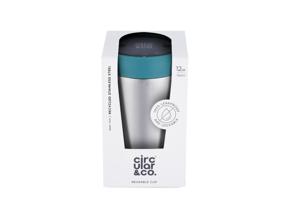 Circular&Co. - Koffiebeker - RVS - Grijs/Groen - 340 ml