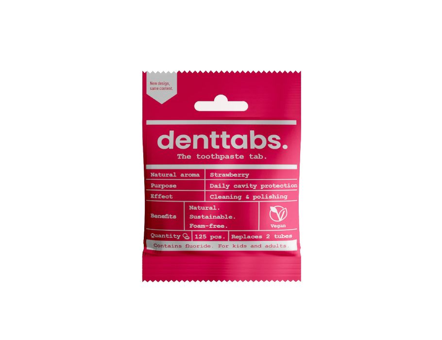 Denttabs - Tandpasta Tabletten - Met Fluor - Aardbei