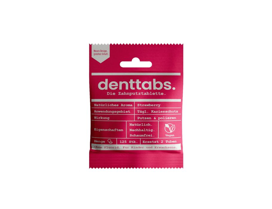 Denttabs - Tandpasta Tabletten - Zonder Fluor - Aardbei