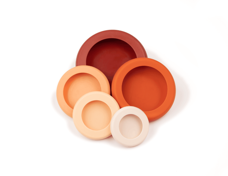 Food Huggers - Herbruikbare siliconen deksels - Terracotta Kleuren - 5 stuks
