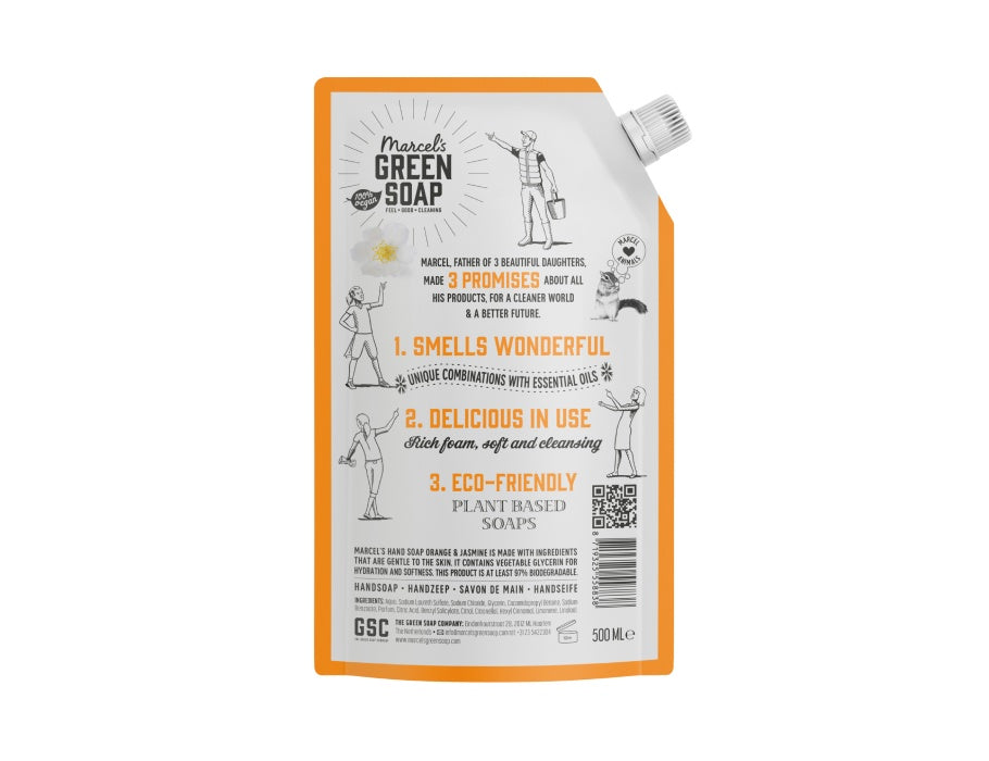 Marcel's Green Soap - Refill Handzeep - Sinaasappel & Jasmijn - 500ml
