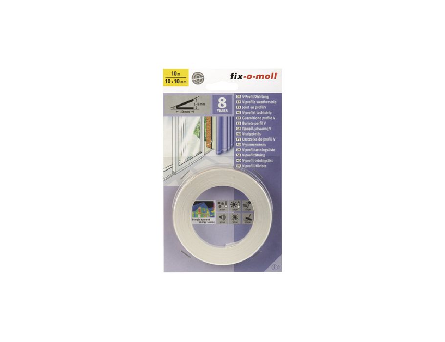 Fix-o-moll - Tochtband V-profiel 10x10mm - 10mtr - Wit