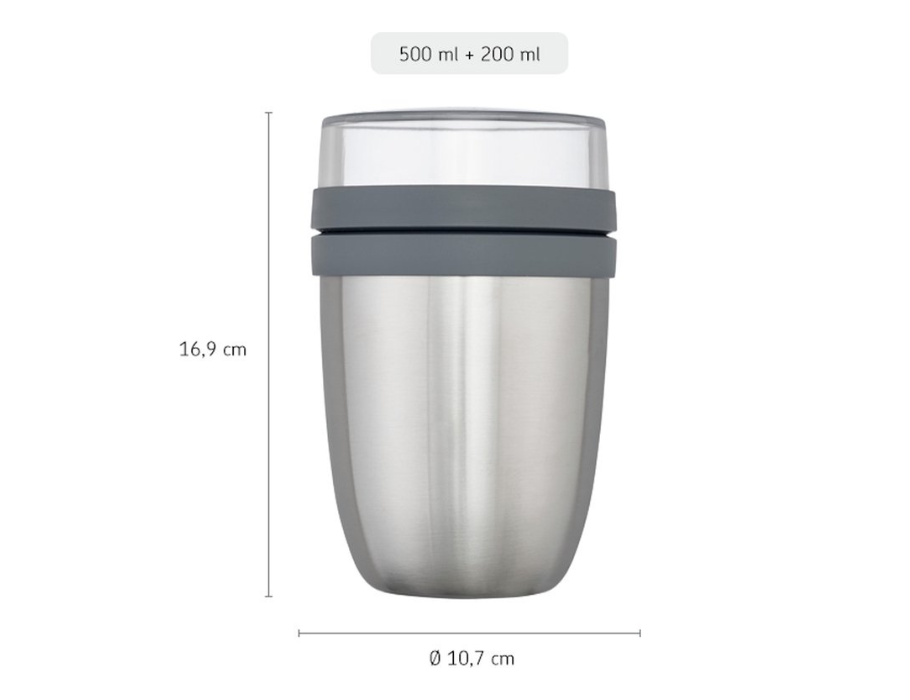 Mepal - Lunchpot Ellipse - Geïsoleerd - Natural Brushed - 500 ml + 200 ml