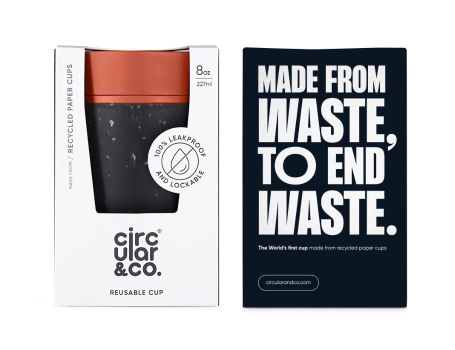 Circular&Co. - Koffiebeker - Circular Cup - Zwart/Oranje - 227 ml