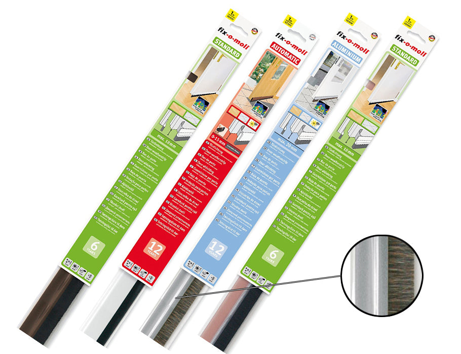 Fix-o-moll - Deurborstel Premium zelfklevend - 1m - aluminium