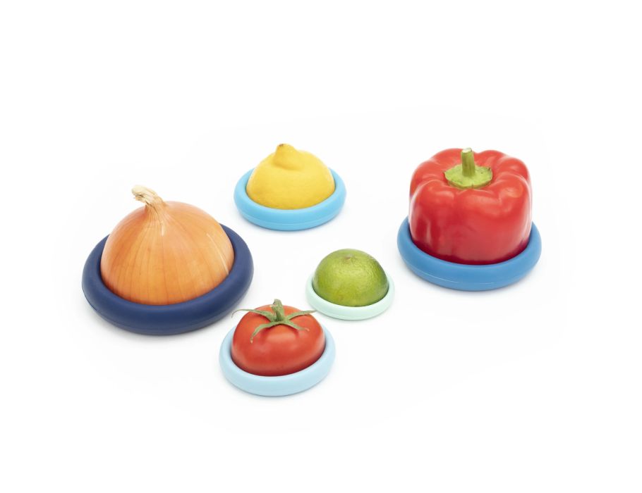 Food Huggers - Herbruikbare siliconen deksels - Blauwe Kleuren - 5 stuks