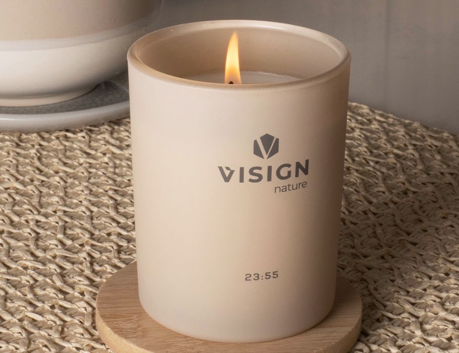 Visign Nature - Geurkaars in glas - "Het is Vijf voor Twaalf"