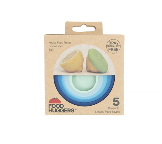 Food Huggers - Herbruikbare siliconen deksels - Blauwe Kleuren - 5 stuks