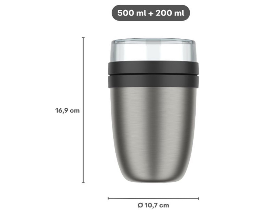 Mepal - Lunchpot Ellipse - Geïsoleerd - Nordic Black - 500 ml + 200 ml