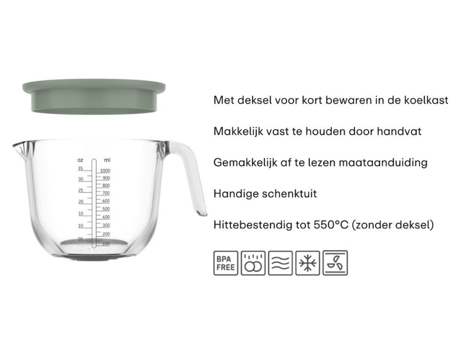 Mepal - Maatbeker Met Deksel - Chef It - Chalk - 1000ml