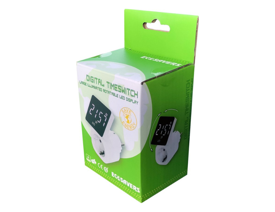 Ecosavers - Digitale Tijdschakelklok - Met draaibaar LED display