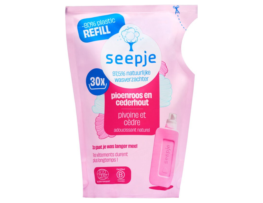 Seepje - Navulling - Wasverzachter - Pioenroos en Cederhout